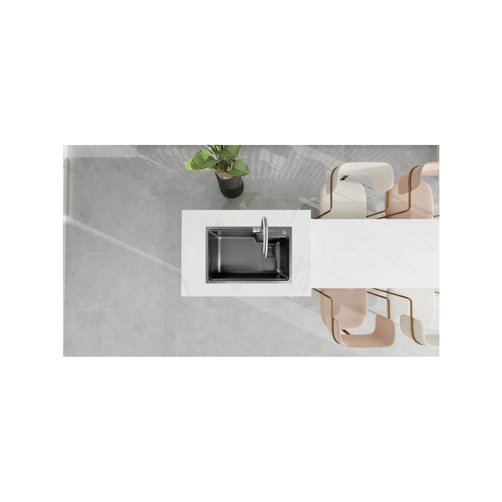 Bộ chậu rửa chén inox 304 LUSHINE D003 - Ảnh 3
