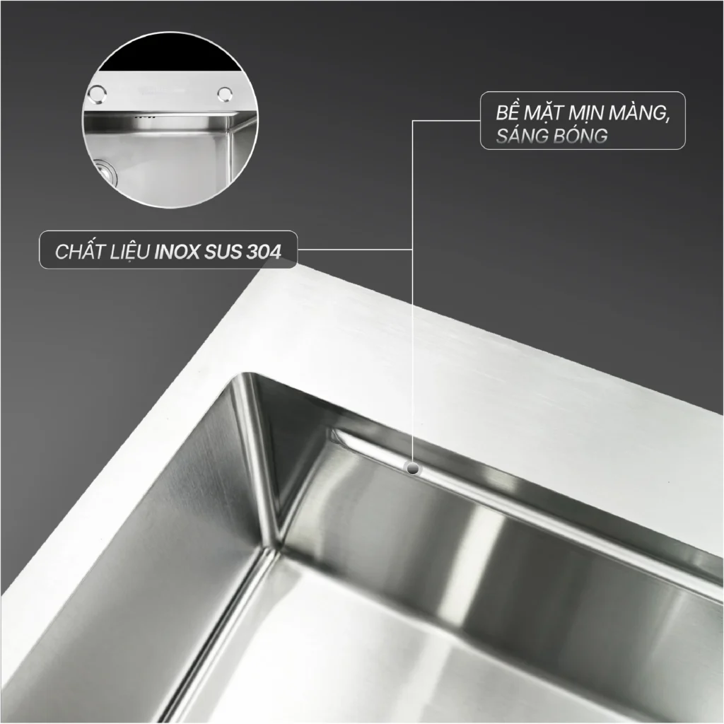 Chi Tiết Bộ Chậu Rửa Chén Inox 304 LUSHINE D004