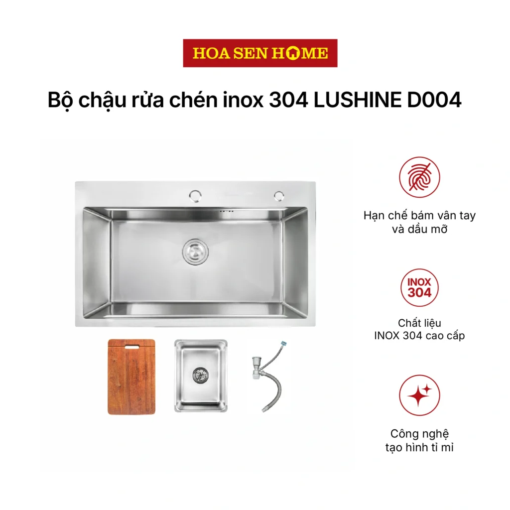 Bộ Chậu Rửa Chén Inox 304 LUSHINE D004