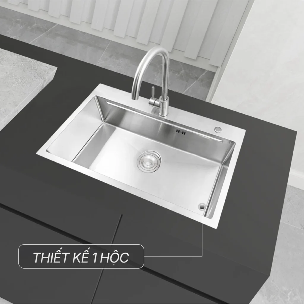Ảnh Thực Tế Bộ Chậu Rửa Chén Inox 304 LUSHINE D004 Trong Không Gian Bếp