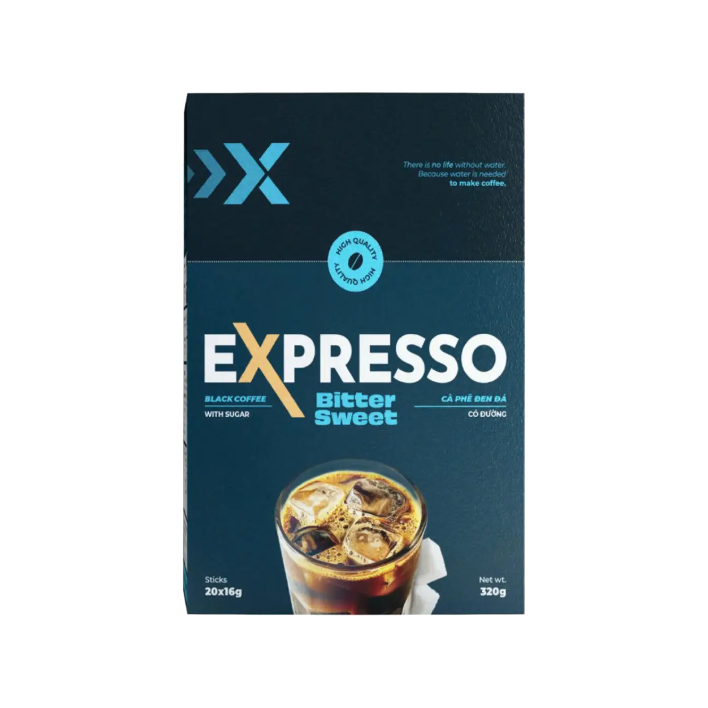 Expresso Cà phê hòa tan đen đá Bitter Sweet 16G (Hộp 20 gói)