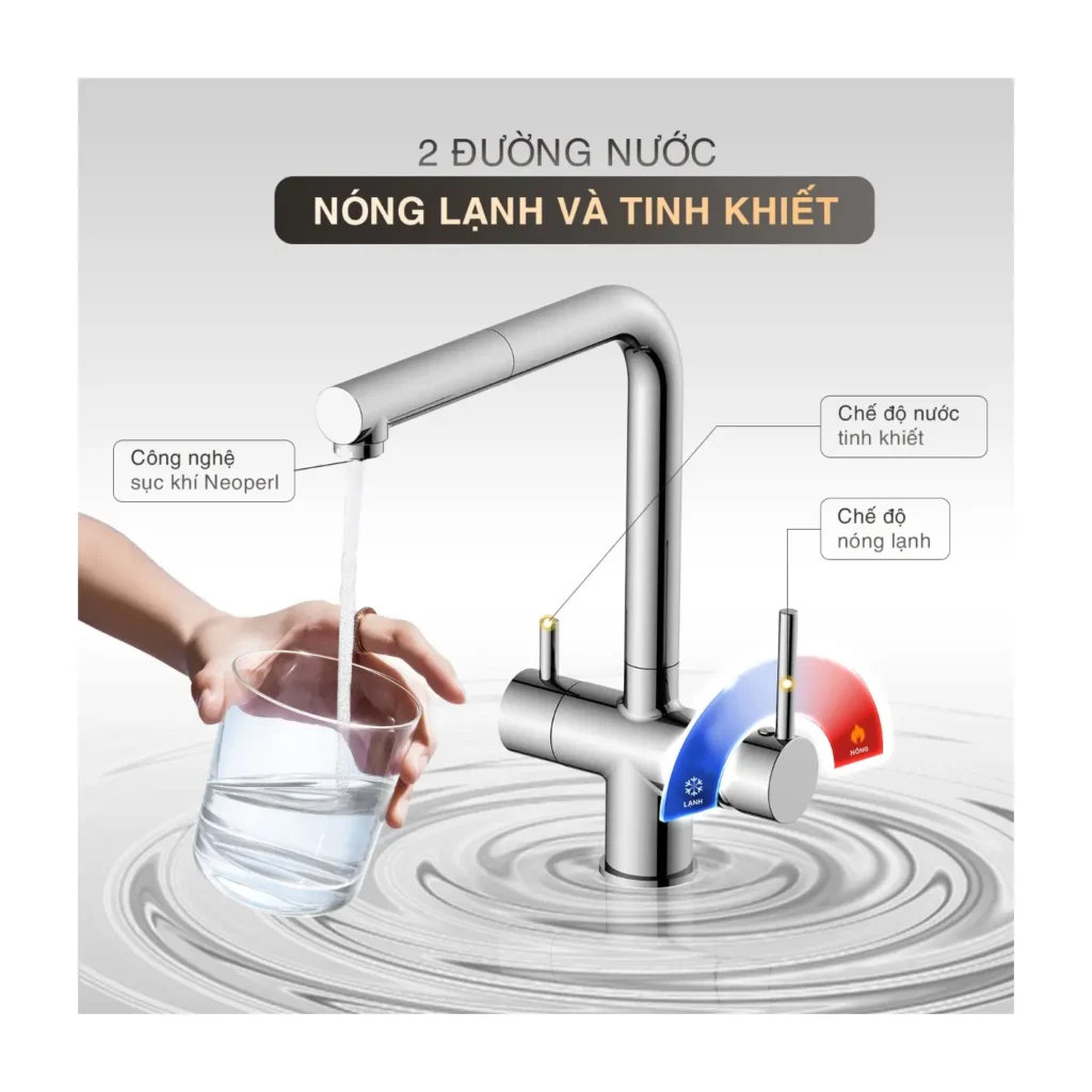 Cận cảnh thiết kế 2 đường nước vòi LUSHINE K010