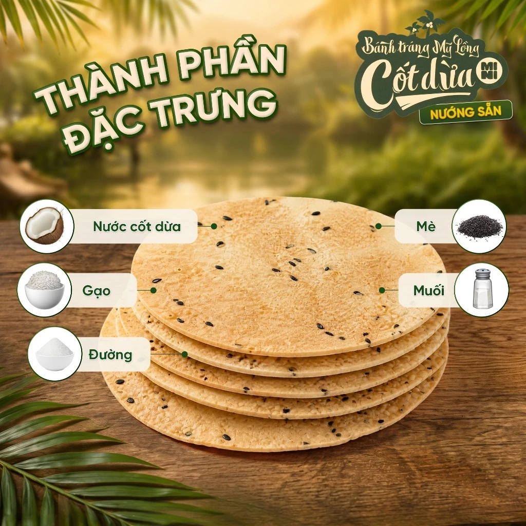 Bánh Tráng Mỹ Lồng Mini Cốt Dừa Nướng Sẵn 100g (4 gói)
