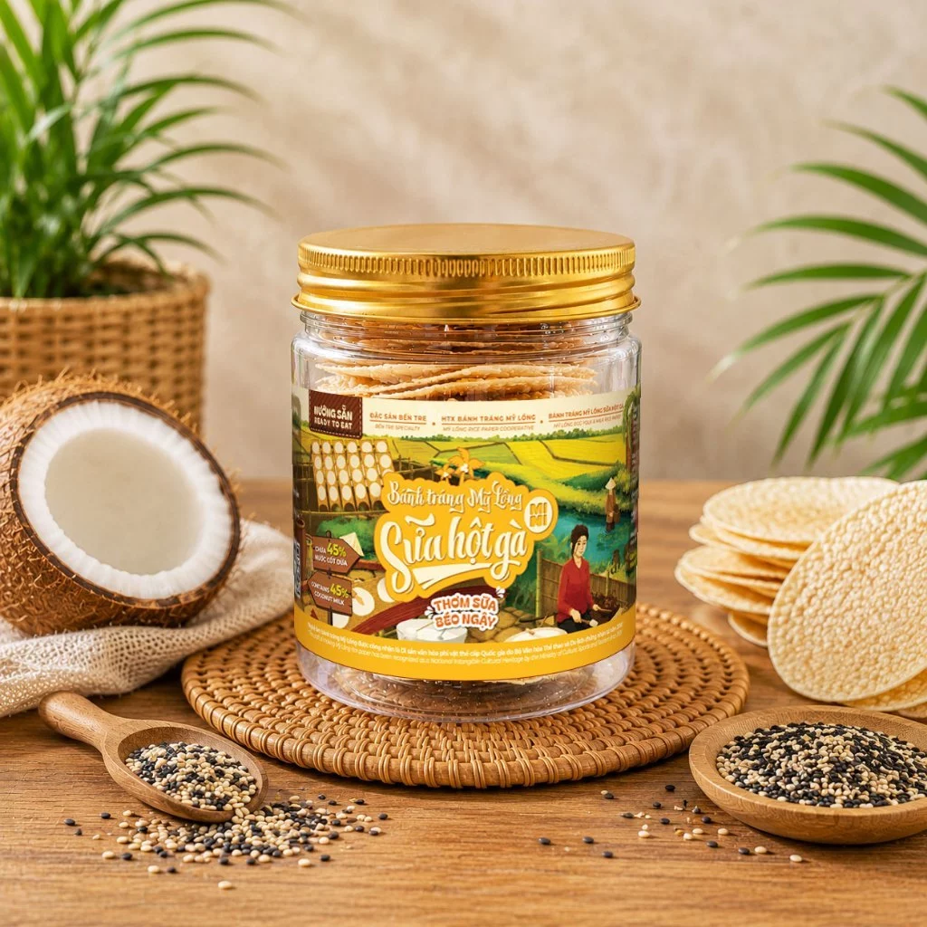 Bánh Tráng Mỹ Lồng Mini Nướng Sẵn Vị Sữa Hột Gà - Hũ 100g