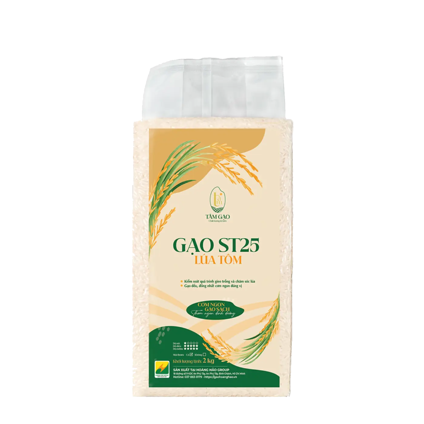 Gạo ST25 Lúa Tôm Tâm Gạo – Túi 2kg