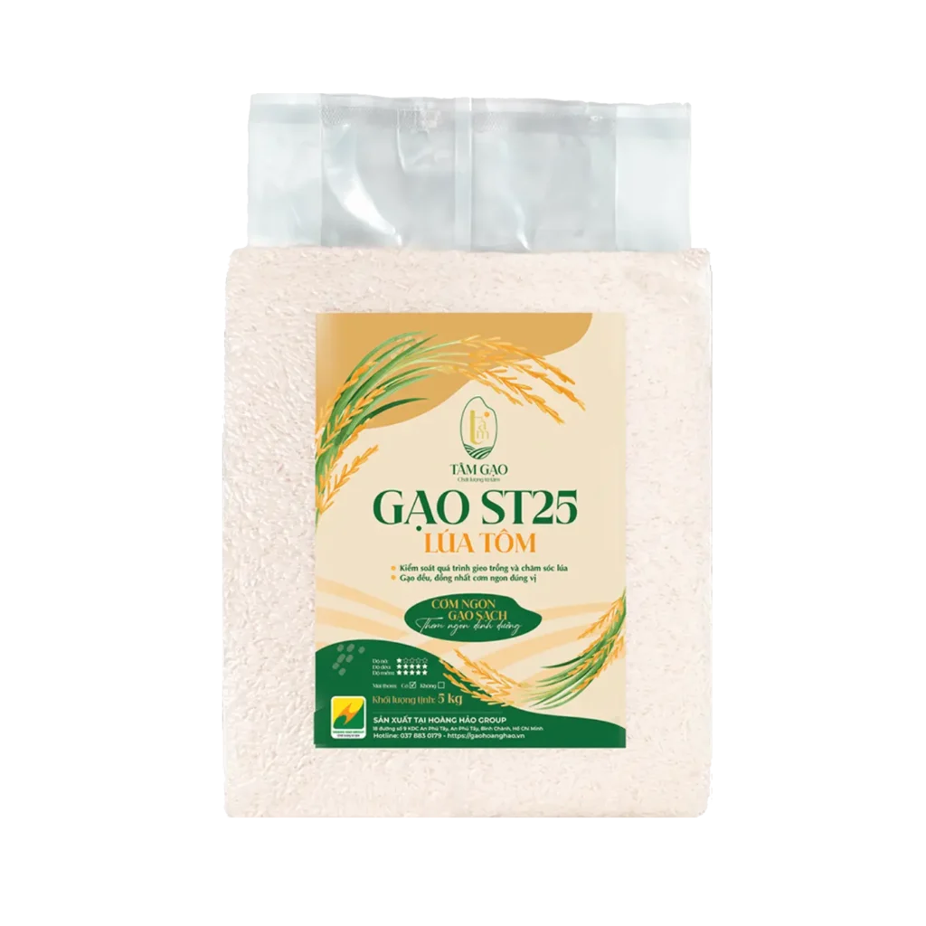 Gạo ST25 Lúa Tôm Tâm Gạo 5kg (Túi)