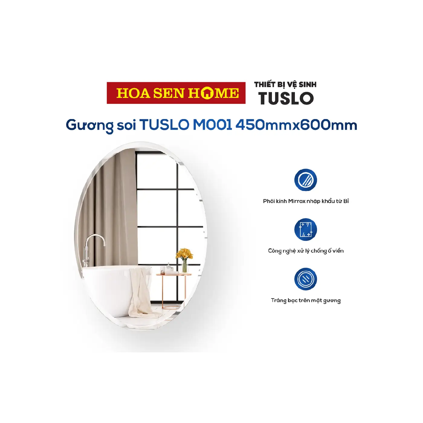 Gương soi TUSLO M001 450mmx600mm