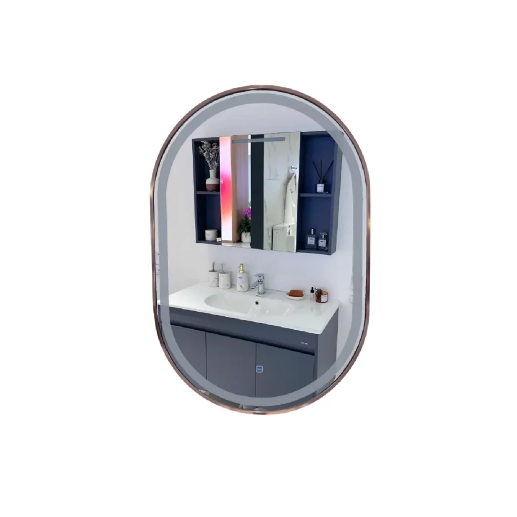 Gương soi đèn LED khung vàng xước TUSLO M009
