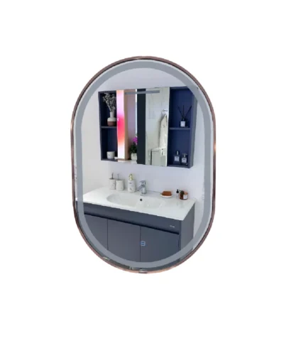 Gương soi đèn led khung vàng xước TUSLO M009 600mmx900mm